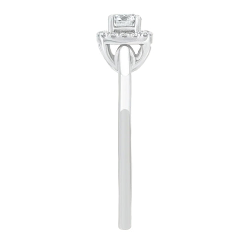 Sol et Terre Round Diamond Ring with Squared Halo