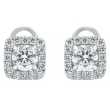 Sol et Terre Round Diamond Earrings with Squared Halo