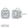 Sol et Terre Round Diamond Earrings with Squared Halo