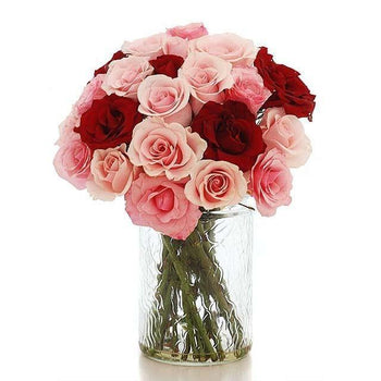 2 Dozen Of Red And Pink Roses in Vase