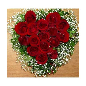 Red Roses Arranged In Heart Shape