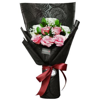 The Classic Midnight Hand Bouquet White Pink