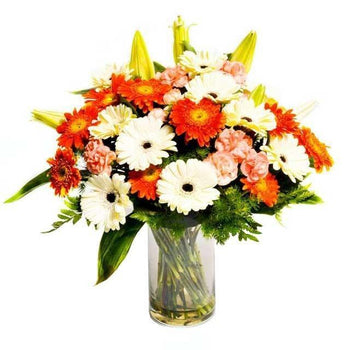 Lilies With Assorted Daisies And Gerberas in Vase