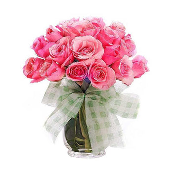 2 Dozen of Pink Roses in Vase