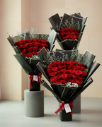 Classic Midnight Hand Bouquet - Fiery Red