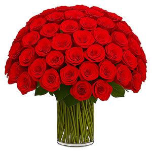 One Hundred Braveheart Red Roses in Vase