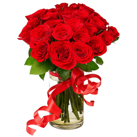24 Red Roses in vase