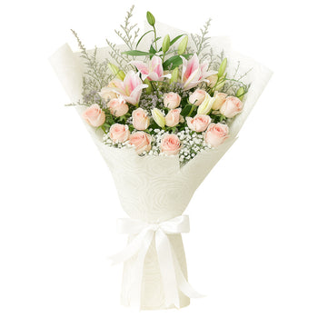 Pink Rose and Pink Lilies Bouquet