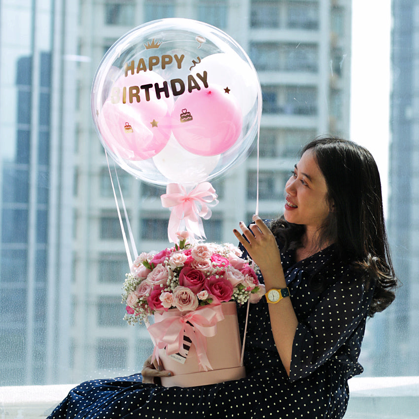 Pink Butterfly Balloon Bloom Box