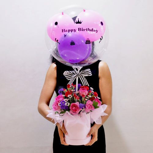 Rose Serenade Balloon Bloom Box