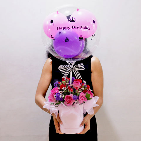 Rose Serenade Balloon Bloom Box