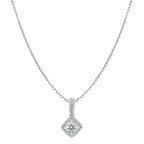Sol et Terre Round Diamond Pendant with Squared Halo Necklace