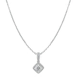 Sol et Terre Round Diamond Pendant with Squared Halo Necklace