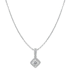 Sol et Terre Round Diamond Pendant with Squared Halo Necklace