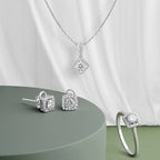 Sol et Terre Round Diamond Pendant with Squared Halo Necklace