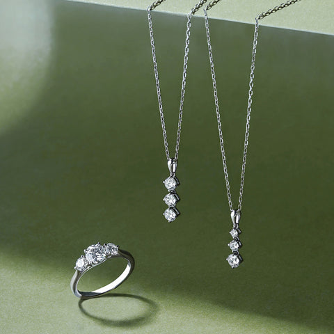 Sol et Terre Trilogy Diamond Pendant Necklace