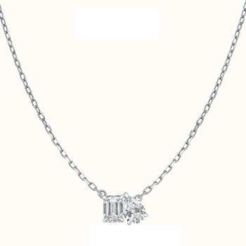 Petite Toi et Moi Emerald and Pear Necklace