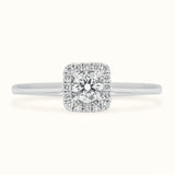 Round Diamond Ring with Squared Halo