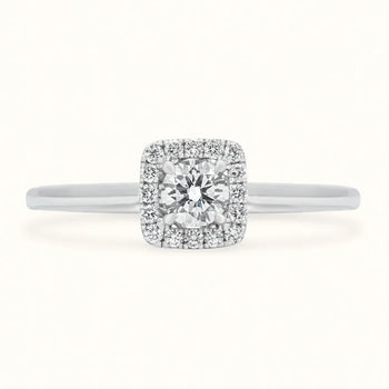 Round Diamond Ring with Squared Halo