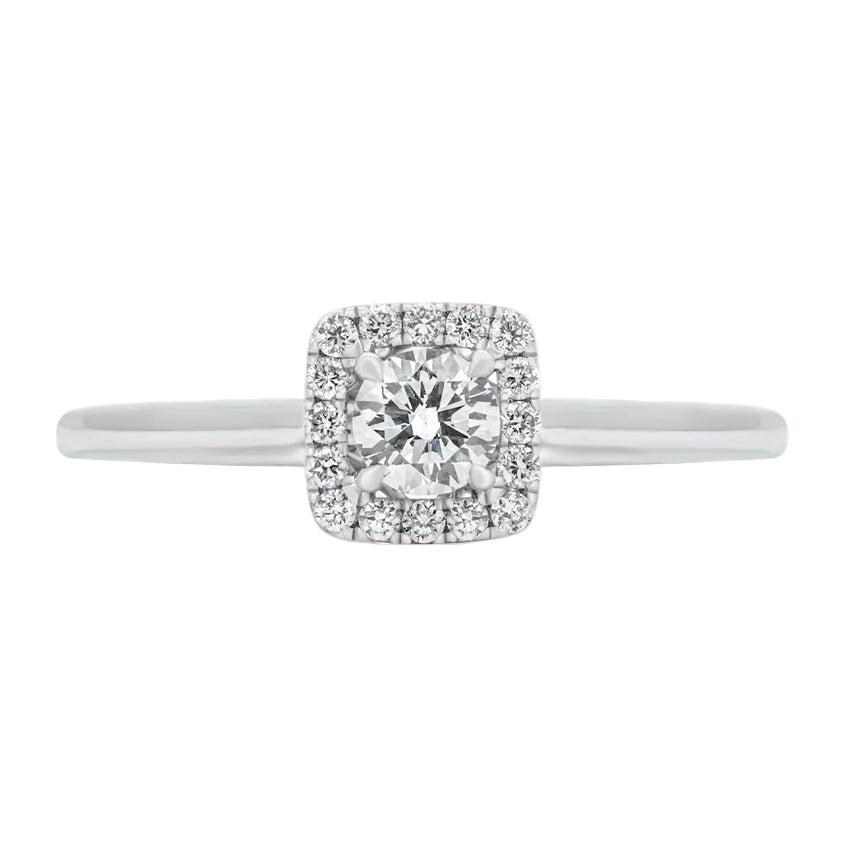 Sol et Terre Round Diamond Ring with Squared Halo