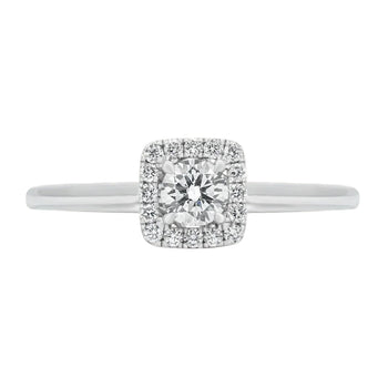 Sol et Terre Round Diamond Ring with Squared Halo