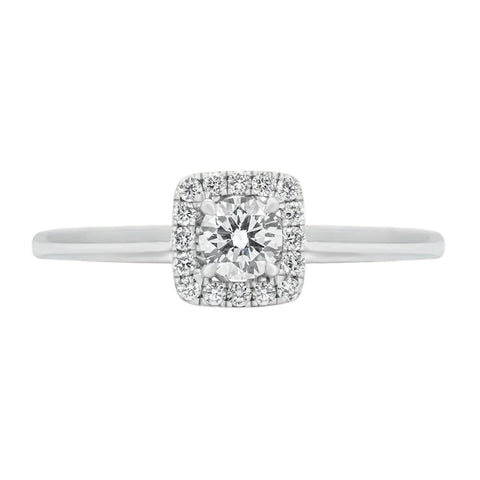 Sol et Terre Round Diamond Ring with Squared Halo