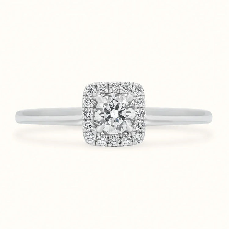 Round Diamond Ring with Squared Halo