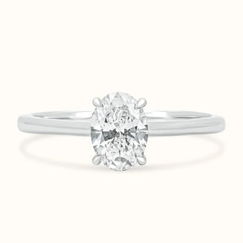 Oval Diamond Ring with Petal Prong
