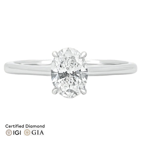 Sol et Terre Oval Diamond Ring with Petal Prong