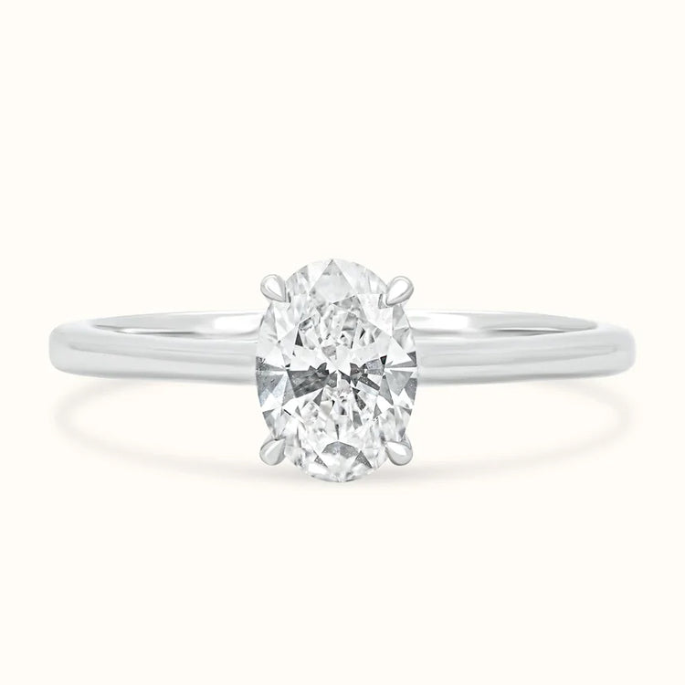Oval Diamond Ring with Petal Prong