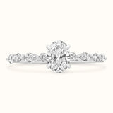Oval Diamond Ring with Round and Marquise Band