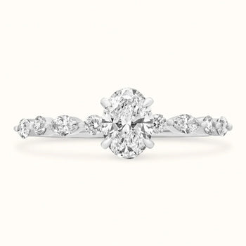 Oval Diamond Ring with Round and Marquise Band