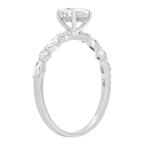 Sol et Terre Oval Diamond Ring with Round and Marquise Band