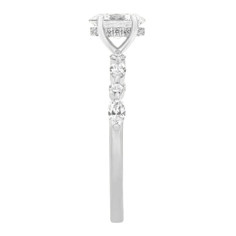 Sol et Terre Oval Diamond Ring with Round and Marquise Band