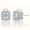 Round Diamond Earrings with Squared Halo