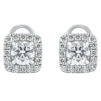 Sol et Terre Round Diamond Earrings with Squared Halo