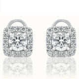 Round Diamond Earrings with Squared Halo