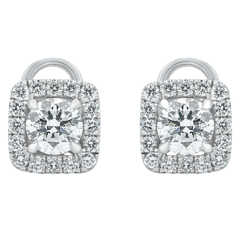 Sol et Terre Round Diamond Earrings with Squared Halo