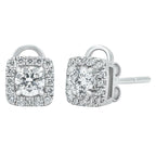 Sol et Terre Round Diamond Earrings with Squared Halo