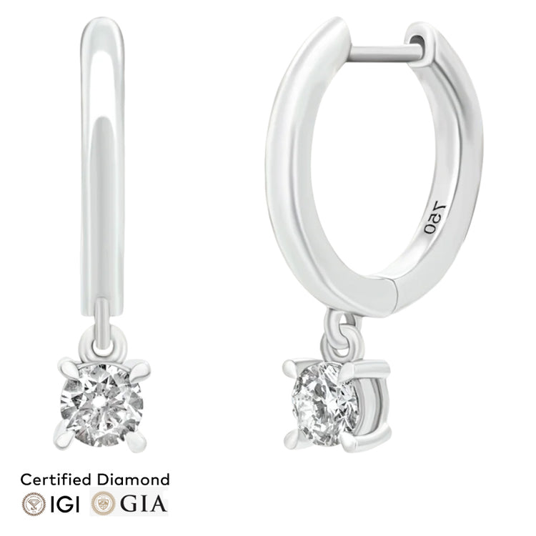 Sol et Terre Hoop Diamond With Dangling Diamond Earrings
