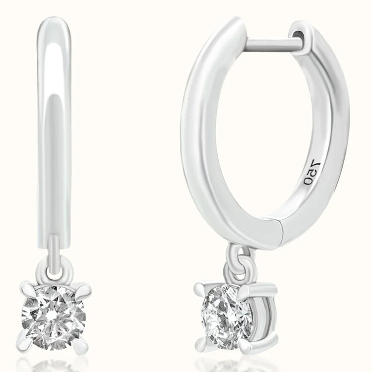 Hoop Diamond With Dangling Diamond Earrings