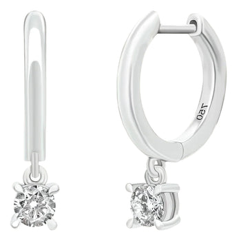 Sol et Terre Hoop Diamond With Dangling Diamond Earrings
