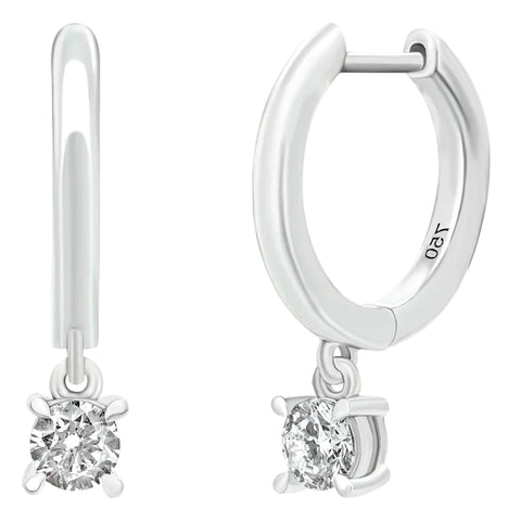 Sol et Terre Hoop Diamond With Dangling Diamond Earrings