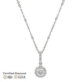Sol et Terre Round Diamond Pendant with Scalloped Edge