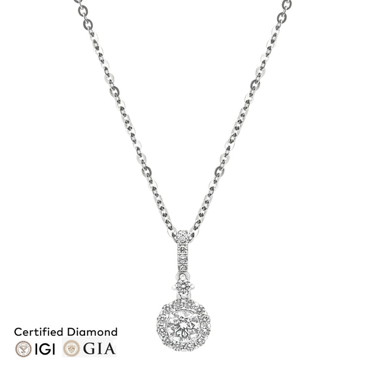 Sol et Terre Round Diamond Pendant with Scalloped Edge