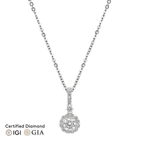 [US] Sol et Terre Round Diamond Pendant with Scalloped Edge