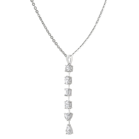 Sol et Terre Mix Cut Drop Diamond Pendant Necklace