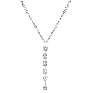 Sol et Terre Mix Cut Drop Diamond Pendant Necklace