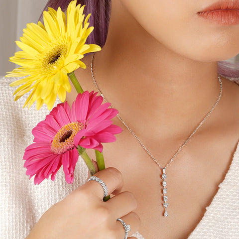 Sol et Terre Mix Cut Drop Diamond Pendant Necklace