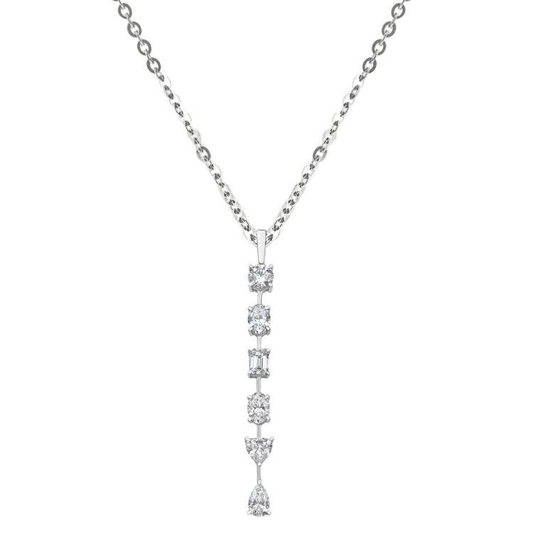 Sol et Terre Mix Cut Drop Diamond Pendant Necklace
